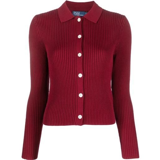 Polo Ralph Lauren cardigan a coste - rosso