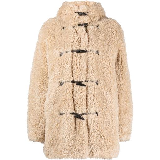 MARANT ÉTOILE cappotto con cappuccio in finta pelliccia - toni neutri