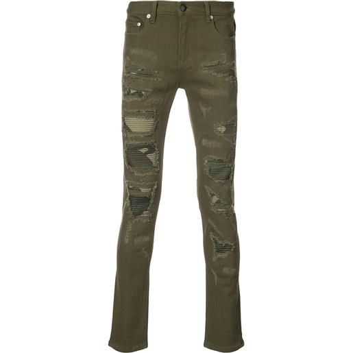 God's Masterful Children distressed camouflage panel jeans - verde