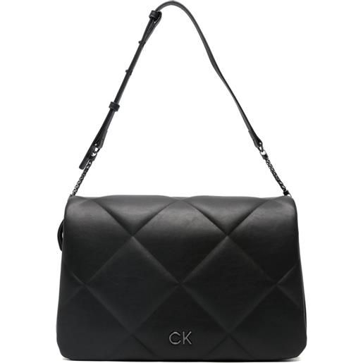 Calvin Klein borsa a spalla trapuntata con placca logo - nero