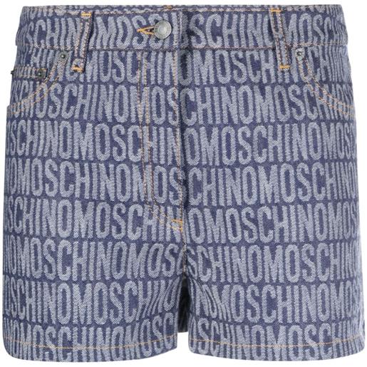 Moschino shorts denim con monogramma jacquard - blu