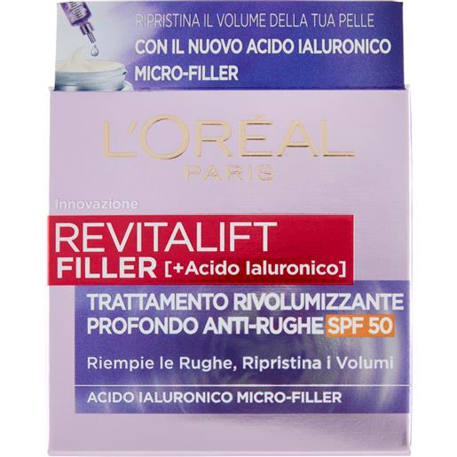 L'Oréal Paris crema viso revitalift filler antirughe rivolumizzante con acido ialuronico spf 50 50 ml - -
