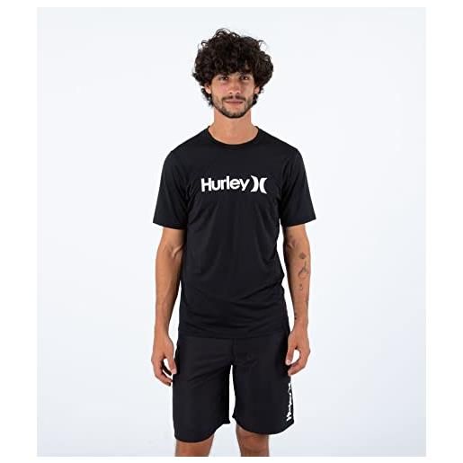 Hurley oao surf - maglietta ss in lycra 2022, taglia xl, colore: nero