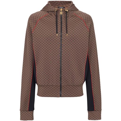 Balmain mini monogram-pattern tracksuit jacket - marrone