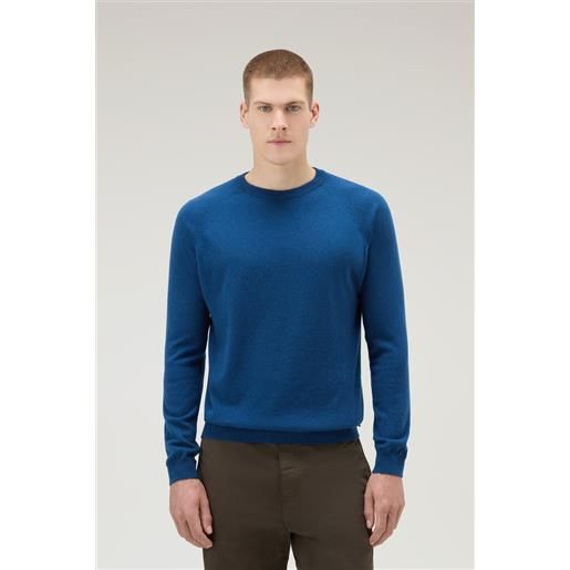 Woolrich uomo maglione girocollo luxe in puro cashmere blu taglia s