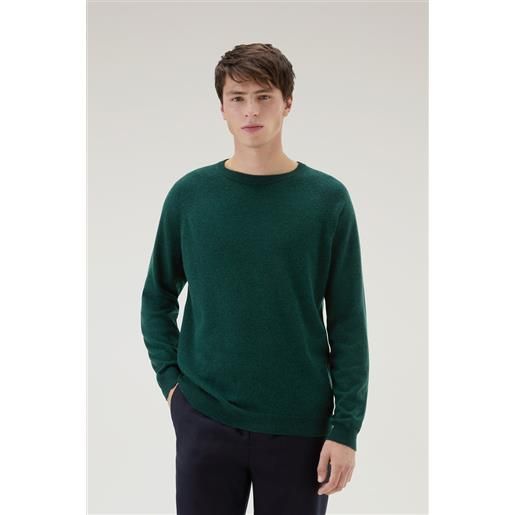 Woolrich uomo maglione girocollo luxe in puro cashmere verde taglia s