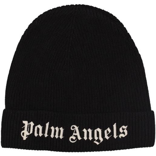 PALM ANGELS cappello beanie in maglia di misto lana