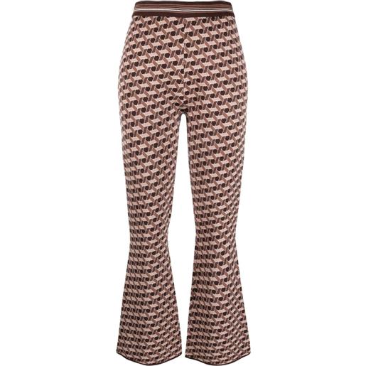 DVF Diane von Furstenberg pantaloni svasati con motivo geometrico - marrone