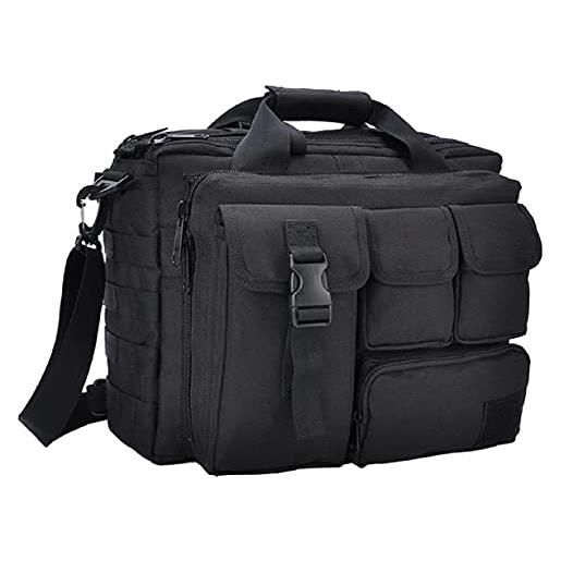 Jaegvida borsa a tracolla uomo militare 13 borsa a spalla casual sacchetto del messaggero per campeggio, alpinismo, lavoro, scuola (nero)