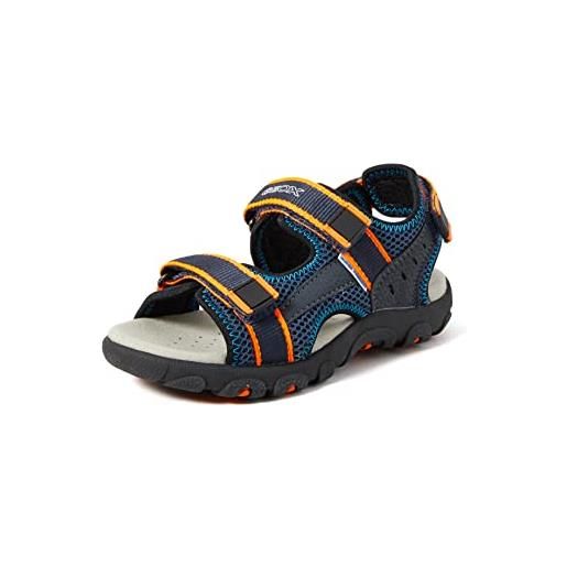 Geox jr sandal strada a, sandali bambini e ragazzi, blu/arancione (navy/fluo orange), 35 eu