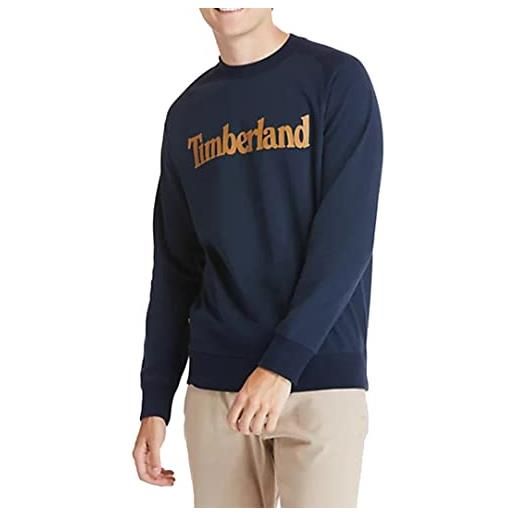 Timberland northwood tfo wordmark logo brushback crew neck medium grey heather, felpa, 