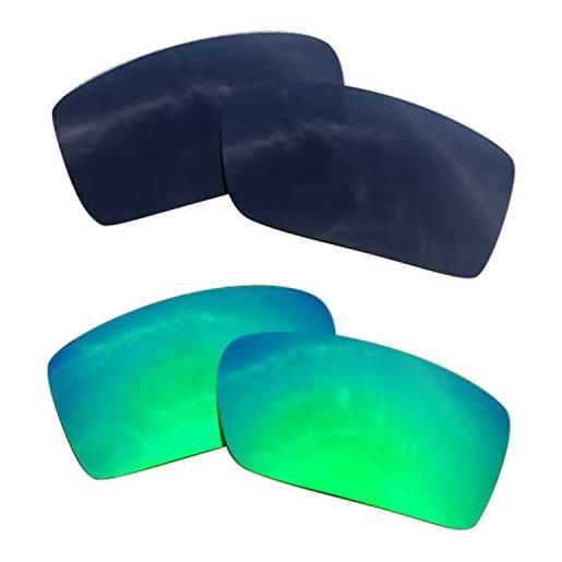 SOODASE per oakley gascan occhiali da sole nero/verde 2 coppie lenti di ricambio polarizzate