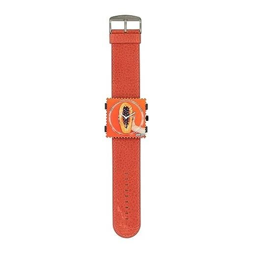 S.T.A.M.P. S. orologio, set orologi papaya, quadrante con bracciale, orologio da polso cassa orologio, quadrante alternato, orologio analogico al quarzo, cinturino in pelle design colorato, plastica