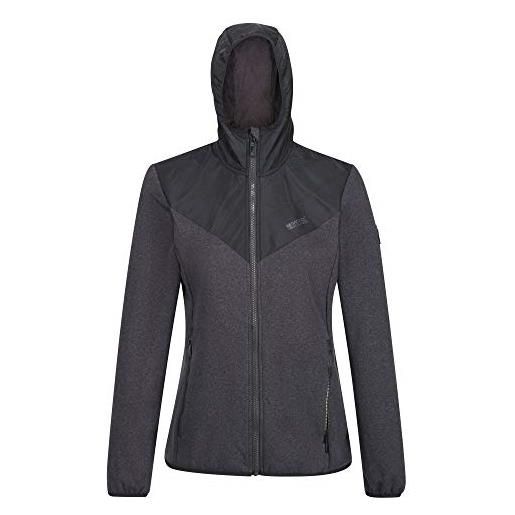Regatta - giacca ibrida in softshell con cappuccio e tasche con zip, donna, giacca, rwl199 82618l, nero/nero, 18