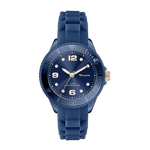 Tamaris orologio analogico al quarzo da donna con cinturino in silicone tt-0127-pq, blu scuro