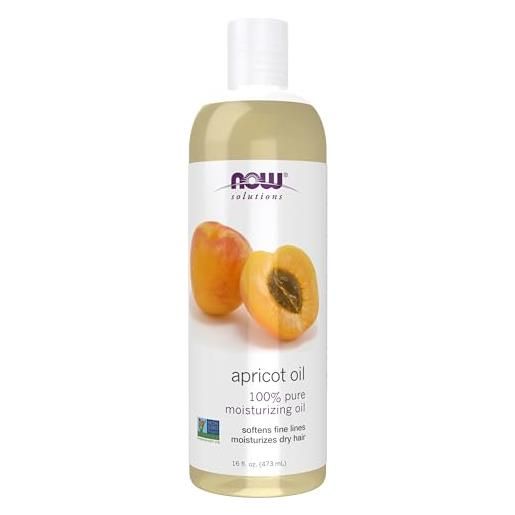 Now foods solutions, apricot kernel oil (olio di nocciolo di albicocca), 473ml, testato in laboratorio, senza soia, vegano, non ogm