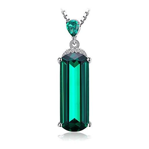 JewelryPalace 4.4ct collana donna argento 925 con simulato smeraldo verde, solitario collana ciondolo pietra a taglio fantasia con catena d'argento 45cm, collane pendenti verdi set gioielli donna