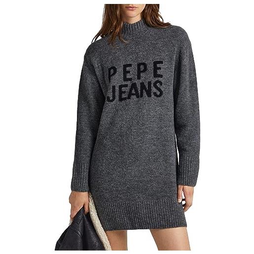 Pepe Jeans denisse dress, vestito donna, grigio (dark grey marl), l