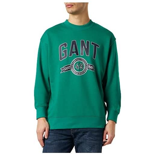GANT c-neck retro crest sweater, maglia di tuta uomo, verde ( lush green ), xl
