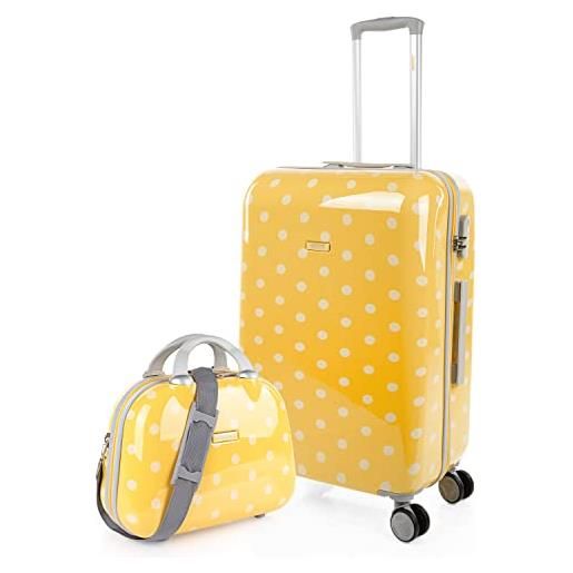 SKPAT - valigia grande e resistente, valigie eleganti, valigia da stiva robusta, trolley spazioso, valigie trolley in offerta 66460b, giallo