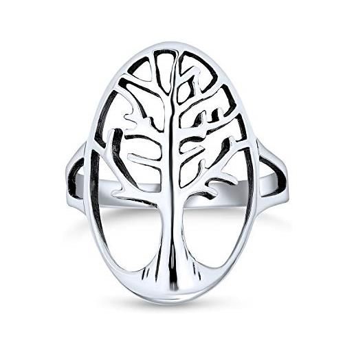 Bling Jewelry grande dichiarazione ovale aperta della famiglia che desidera l'albero della vita anello per le donne per la moglie adolescente argento sterling 925