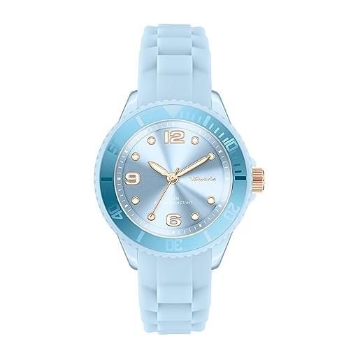 Tamaris orologio analogico al quarzo da donna con cinturino in silicone tt-0124-pq, azzurro