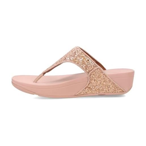 Fitflop lulu glitter toe-thongs, ciabatte donna, oro rosa, 43 eu