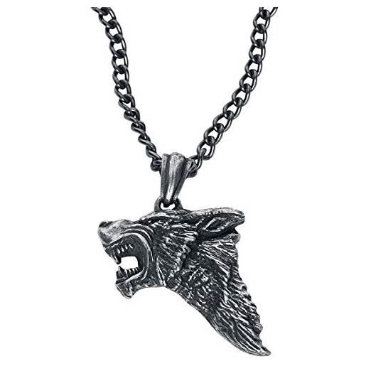 Alchemy Gothic dark wolf collana colore argento