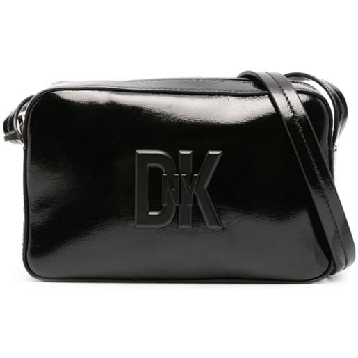 DKNY borsa a tracolla con placca logo - nero