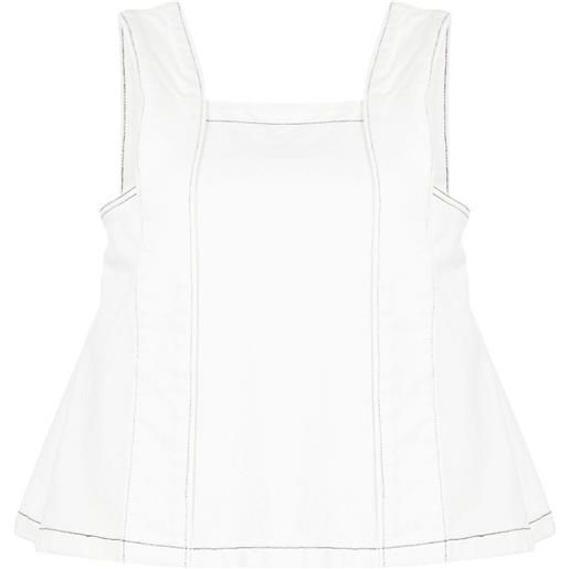 We11done cotton sleeveless cropped top - bianco
