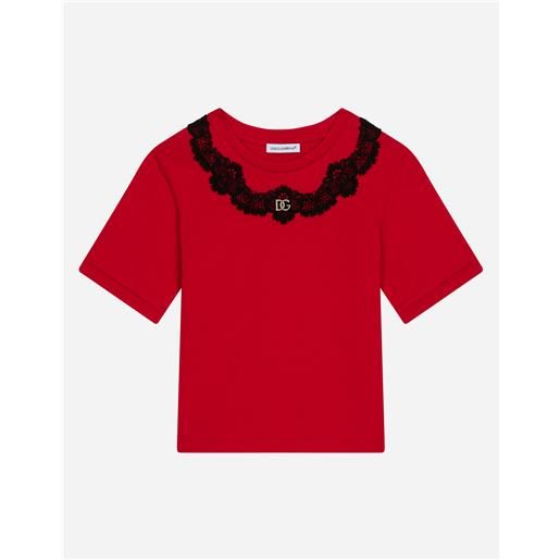 Dolce & Gabbana t-shirt in jersey con inserto in pizzo