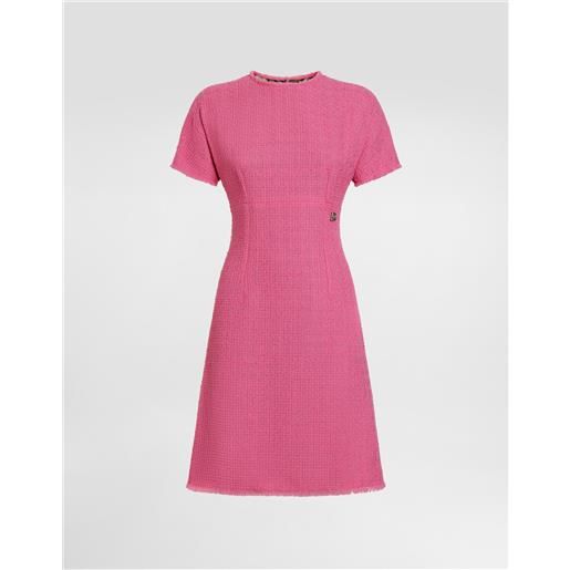 Dolce & Gabbana abito midi in tweed rachel con logo dg