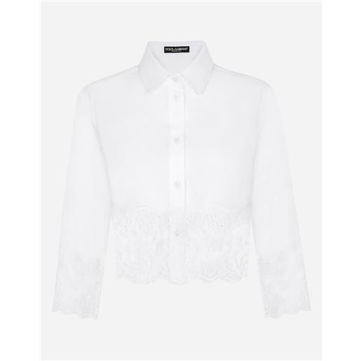 Dolce & Gabbana cropped poplin shirt with lace inserts