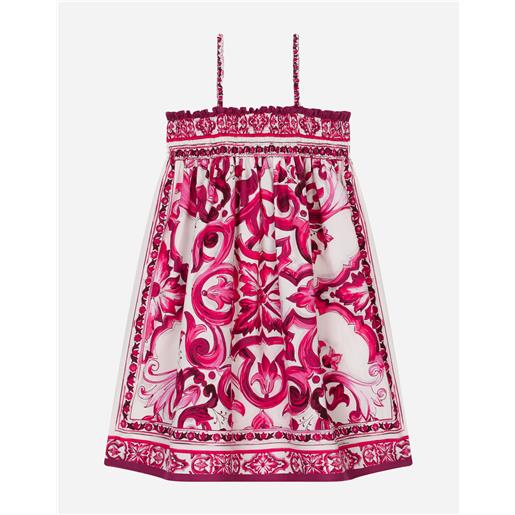 Dolce & Gabbana abito prendisole in popeline stampa maiolica