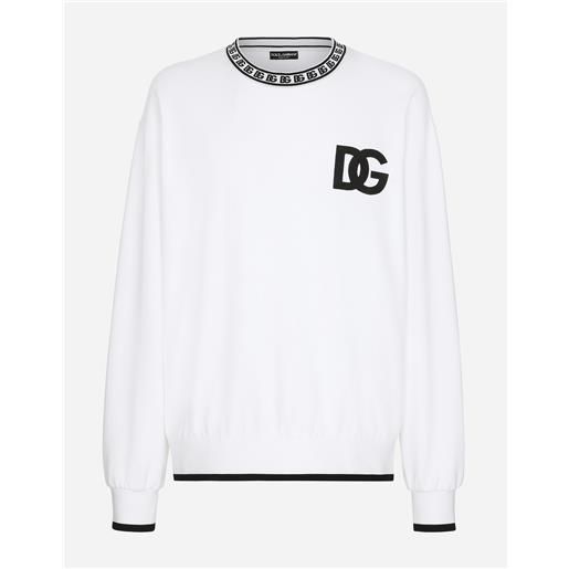 Dolce & Gabbana felpa girocollo jersey con ricamo dg