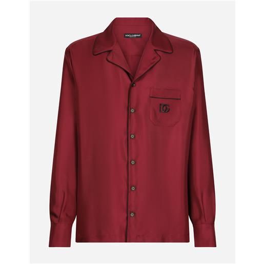 Dolce & Gabbana camicia in seta con patch ricamo logo dg