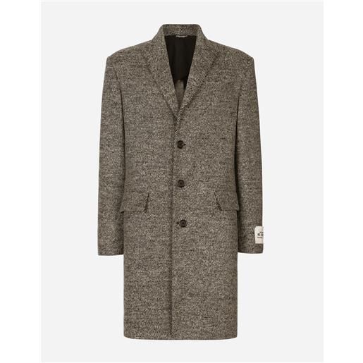 Dolce & Gabbana cappotto monopetto in lana diagonale melange