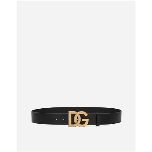 Dolce & Gabbana lux leather belt with crossover dg logo buckle