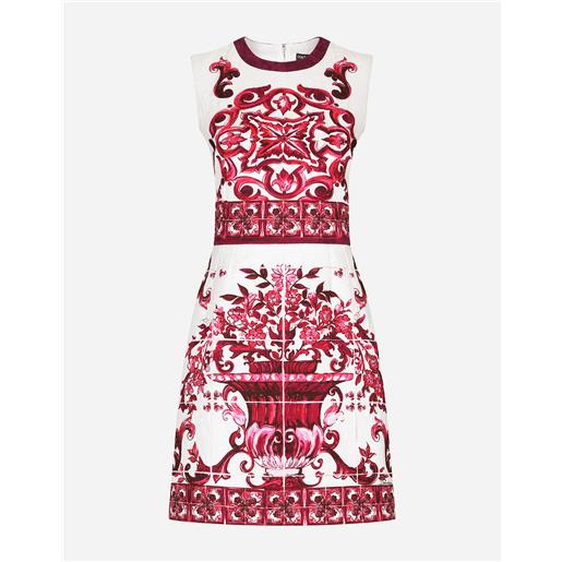 Dolce & Gabbana abito corto in broccato stampa maiolica