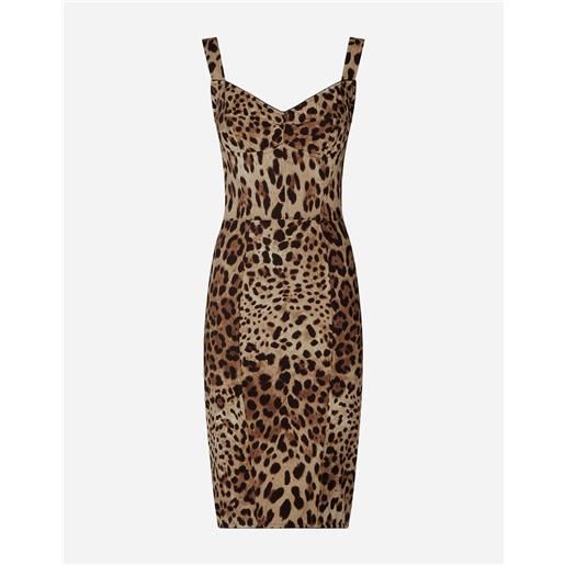 Dolce & Gabbana leopard-print cady corset-style midi dress