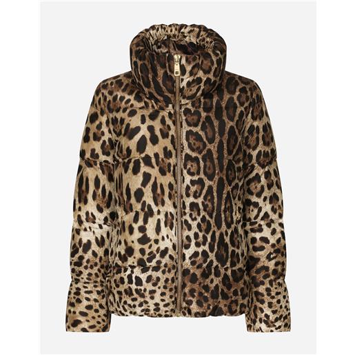 Dolce & Gabbana giubbotto imbottito in nylon stampa leopardo