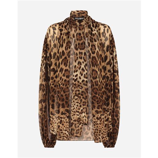 Dolce & Gabbana leopard-print chiffon shirt