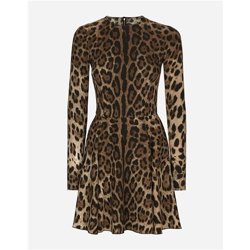 Dolce & Gabbana abito corto in cady stampa leopardo