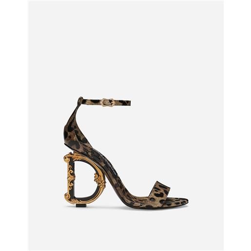 Dolce & Gabbana sandalo dg barocco in pelle di vitello lucida stampata