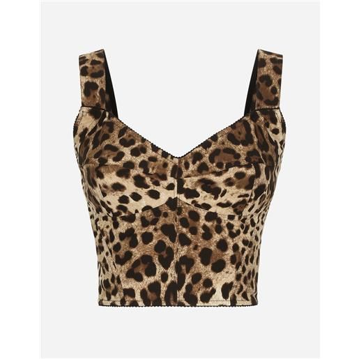 Dolce & Gabbana leopard-print charmeuse bustier top