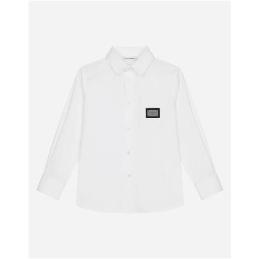 Dolce & Gabbana camicia in popeline stretch placca logo