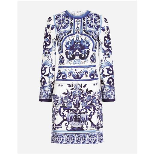 Dolce & Gabbana abito corto in organzino stampa maiolica