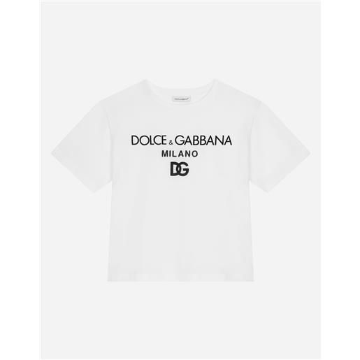 Dolce & Gabbana t-shirt girocollo in jersey ricamo dg milano