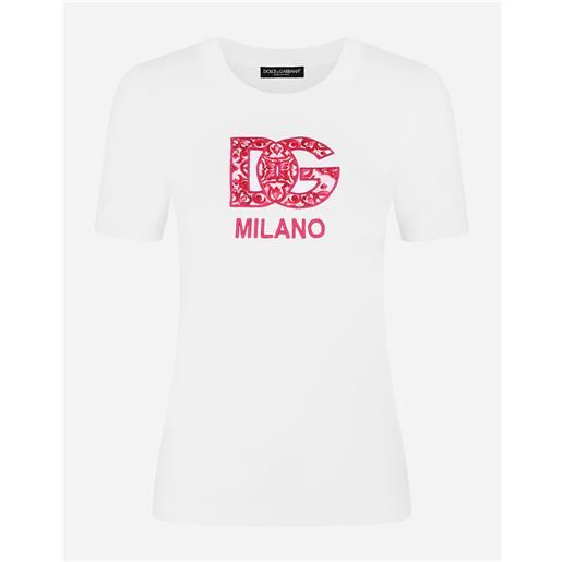 Dolce & Gabbana t-shirt in jersey con patch logo dg