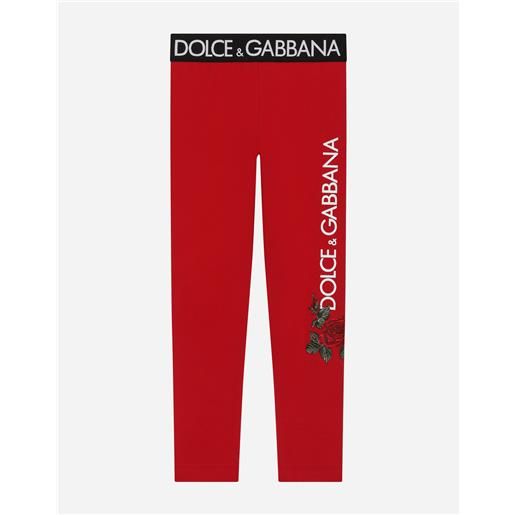 Dolce & Gabbana leggings in interlock con stampa logo e rose